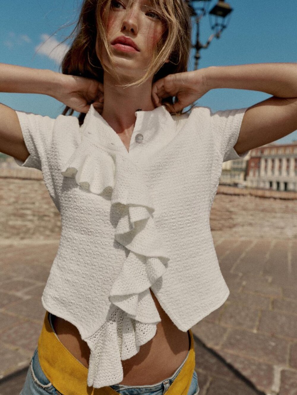 ZARA RUFFLE KNIT TOP